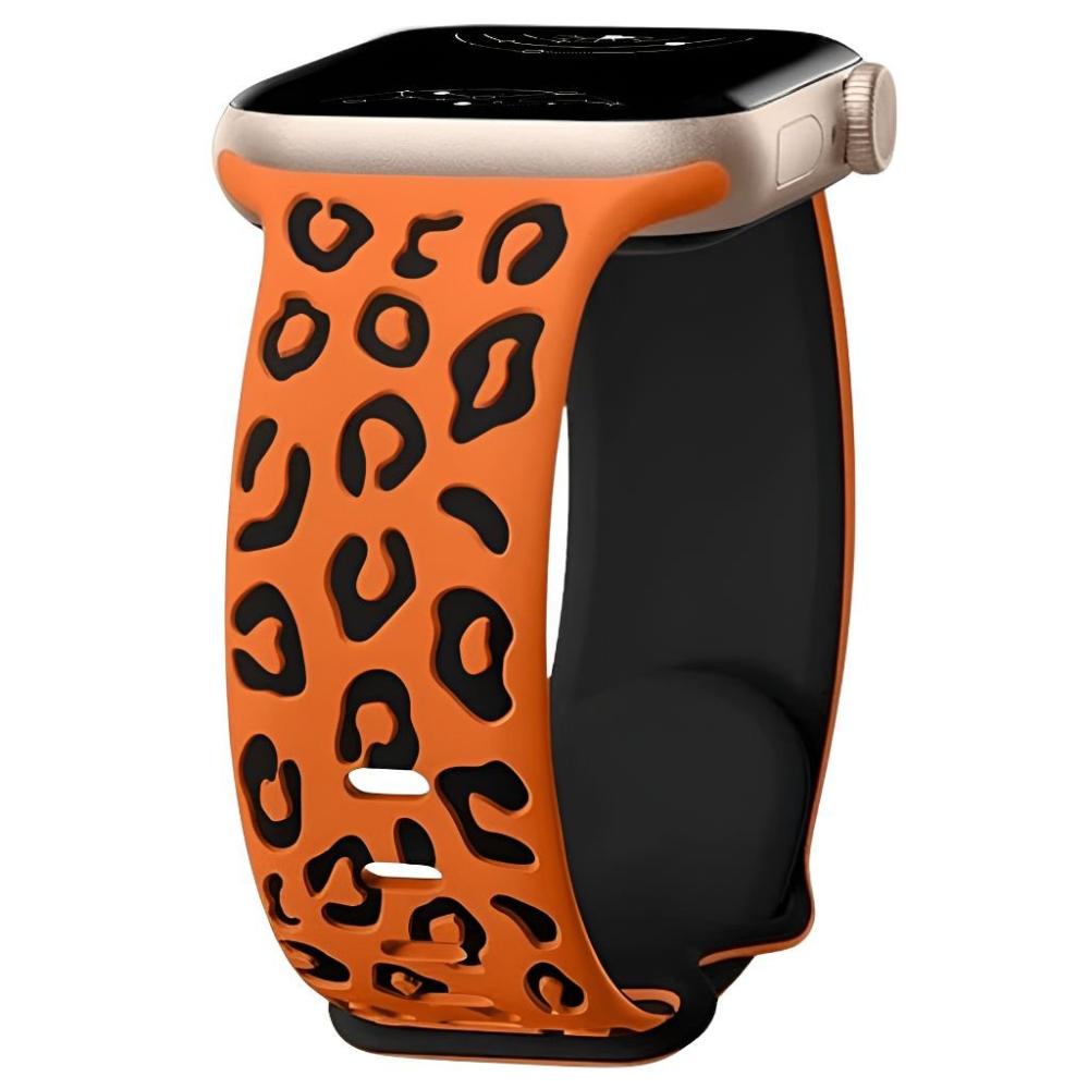 Obvius Silicone Strap With Engraved Leopard Pattern