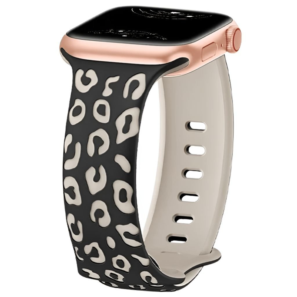 Obvius Silicone Strap With Engraved Leopard Pattern
