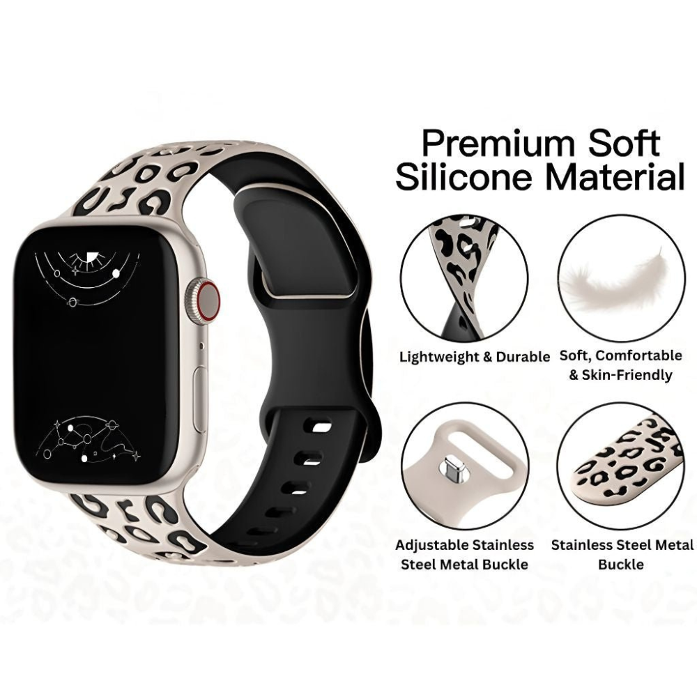 Obvius Silicone Strap With Engraved Leopard Pattern