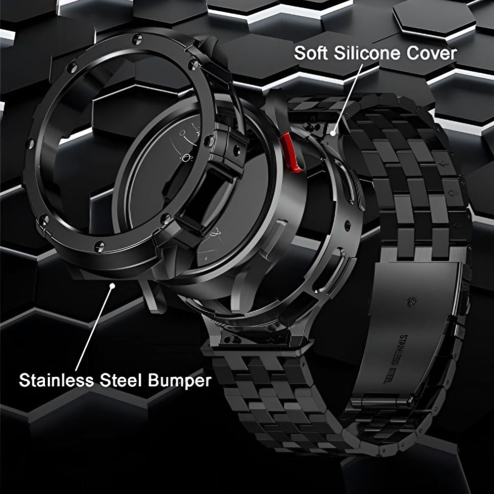 Carui Stainless Steel Strap With Case for Galaxy Watch 5 Pro
